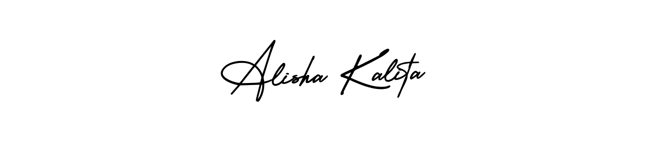 You should practise on your own different ways (AmerikaSignatureDemo-Regular) to write your name (Alisha Kalita) in signature. don't let someone else do it for you. Alisha Kalita signature style 3 images and pictures png