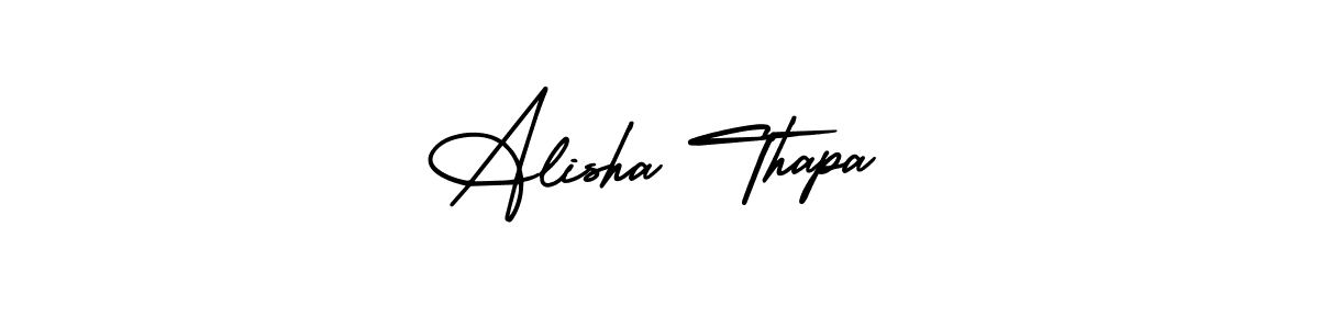 It looks lik you need a new signature style for name Alisha Thapa. Design unique handwritten (AmerikaSignatureDemo-Regular) signature with our free signature maker in just a few clicks. Alisha Thapa signature style 3 images and pictures png