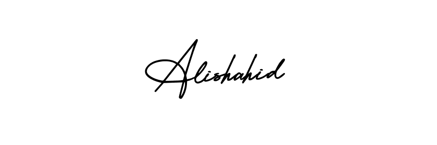 The best way (AmerikaSignatureDemo-Regular) to make a short signature is to pick only two or three words in your name. The name Alishahid include a total of six letters. For converting this name. Alishahid signature style 3 images and pictures png