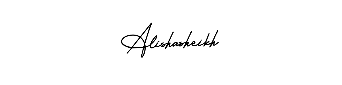 How to make Alishasheikh name signature. Use AmerikaSignatureDemo-Regular style for creating short signs online. This is the latest handwritten sign. Alishasheikh signature style 3 images and pictures png