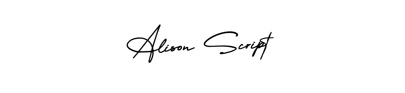 How to make Alison Script name signature. Use AmerikaSignatureDemo-Regular style for creating short signs online. This is the latest handwritten sign. Alison Script signature style 3 images and pictures png