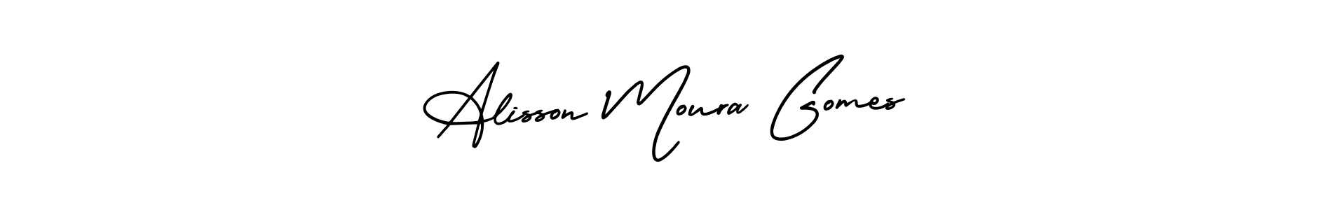 if you are searching for the best signature style for your name Alisson Moura Gomes. so please give up your signature search. here we have designed multiple signature styles  using AmerikaSignatureDemo-Regular. Alisson Moura Gomes signature style 3 images and pictures png