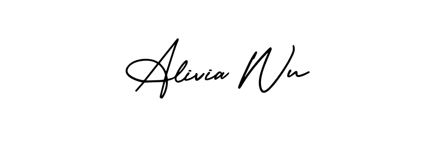 Alivia Wu stylish signature style. Best Handwritten Sign (AmerikaSignatureDemo-Regular) for my name. Handwritten Signature Collection Ideas for my name Alivia Wu. Alivia Wu signature style 3 images and pictures png