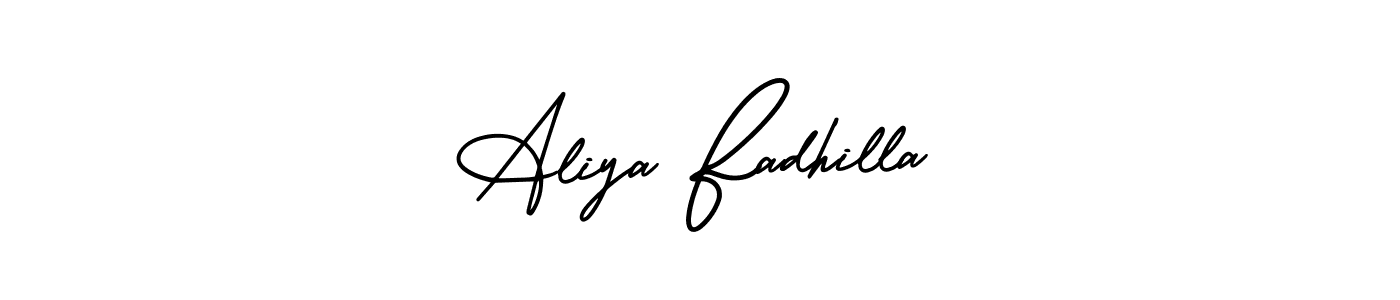 You should practise on your own different ways (AmerikaSignatureDemo-Regular) to write your name (Aliya Fadhilla) in signature. don't let someone else do it for you. Aliya Fadhilla signature style 3 images and pictures png