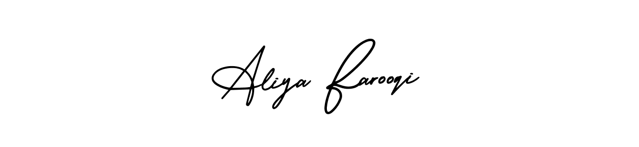 Make a beautiful signature design for name Aliya Farooqi. With this signature (AmerikaSignatureDemo-Regular) style, you can create a handwritten signature for free. Aliya Farooqi signature style 3 images and pictures png