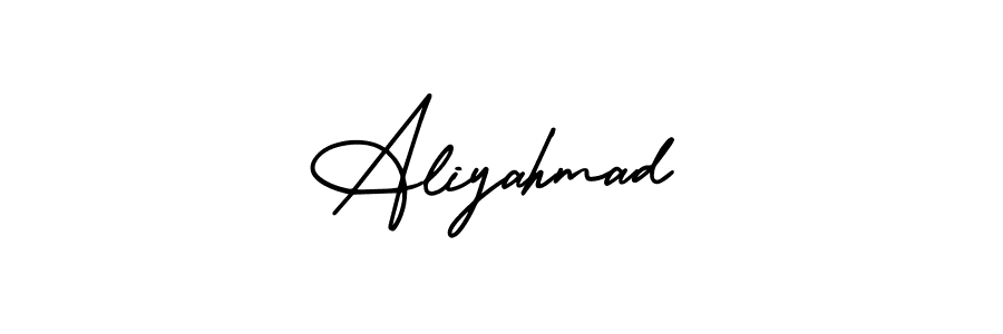You should practise on your own different ways (AmerikaSignatureDemo-Regular) to write your name (Aliyahmad) in signature. don't let someone else do it for you. Aliyahmad signature style 3 images and pictures png