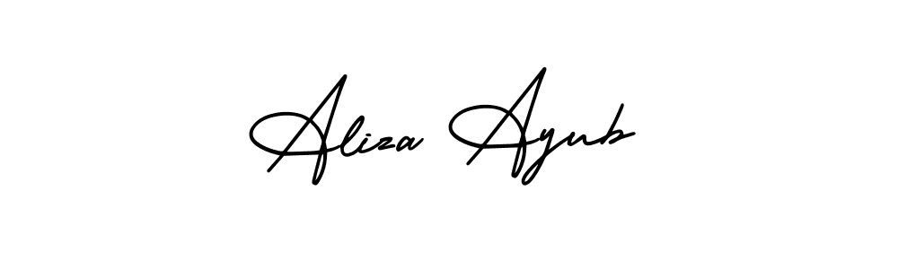 This is the best signature style for the Aliza Ayub name. Also you like these signature font (AmerikaSignatureDemo-Regular). Mix name signature. Aliza Ayub signature style 3 images and pictures png