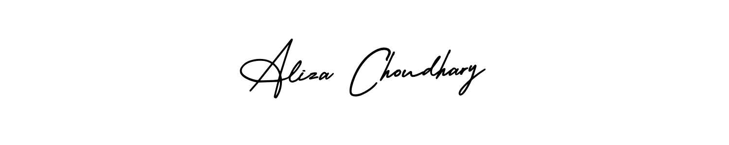 You should practise on your own different ways (AmerikaSignatureDemo-Regular) to write your name (Aliza Choudhary) in signature. don't let someone else do it for you. Aliza Choudhary signature style 3 images and pictures png