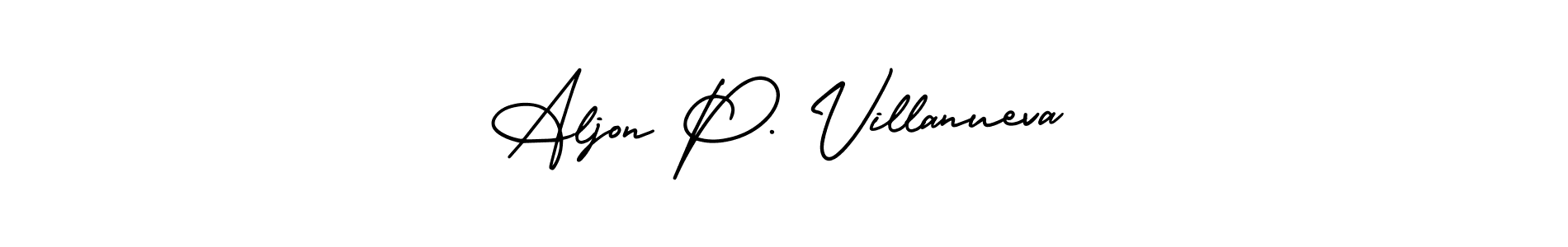 Use a signature maker to create a handwritten signature online. With this signature software, you can design (AmerikaSignatureDemo-Regular) your own signature for name Aljon P. Villanueva. Aljon P. Villanueva signature style 3 images and pictures png