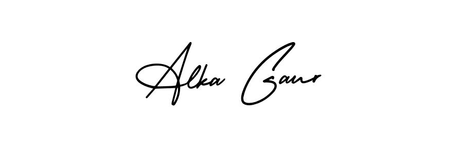The best way (AmerikaSignatureDemo-Regular) to make a short signature is to pick only two or three words in your name. The name Alka Gaur include a total of six letters. For converting this name. Alka Gaur signature style 3 images and pictures png
