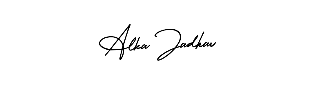 Similarly AmerikaSignatureDemo-Regular is the best handwritten signature design. Signature creator online .You can use it as an online autograph creator for name Alka Jadhav. Alka Jadhav signature style 3 images and pictures png