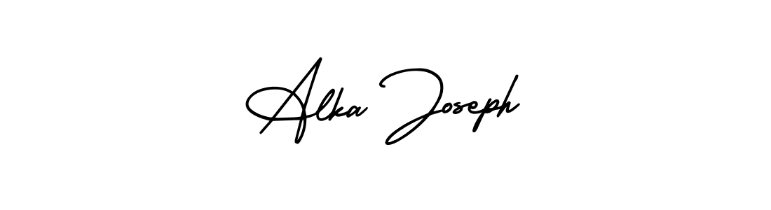How to make Alka Joseph name signature. Use AmerikaSignatureDemo-Regular style for creating short signs online. This is the latest handwritten sign. Alka Joseph signature style 3 images and pictures png