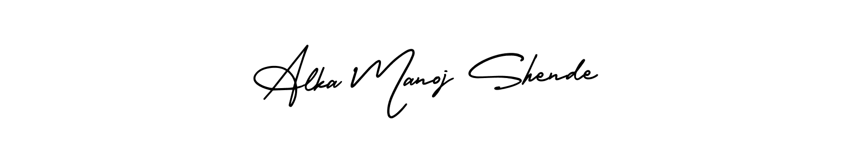AmerikaSignatureDemo-Regular is a professional signature style that is perfect for those who want to add a touch of class to their signature. It is also a great choice for those who want to make their signature more unique. Get Alka Manoj Shende name to fancy signature for free. Alka Manoj Shende signature style 3 images and pictures png