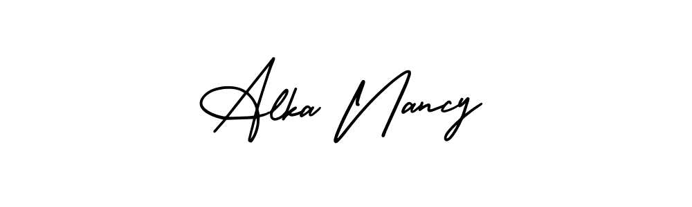 if you are searching for the best signature style for your name Alka Nancy. so please give up your signature search. here we have designed multiple signature styles  using AmerikaSignatureDemo-Regular. Alka Nancy signature style 3 images and pictures png