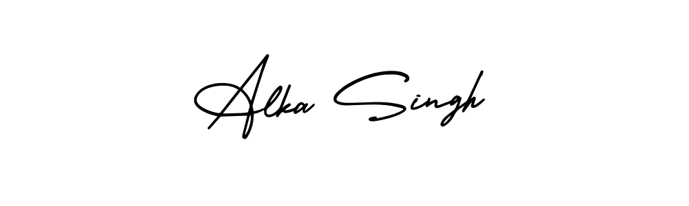 You should practise on your own different ways (AmerikaSignatureDemo-Regular) to write your name (Alka Singh) in signature. don't let someone else do it for you. Alka Singh signature style 3 images and pictures png