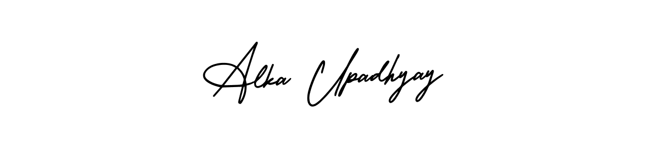You should practise on your own different ways (AmerikaSignatureDemo-Regular) to write your name (Alka Upadhyay) in signature. don't let someone else do it for you. Alka Upadhyay signature style 3 images and pictures png