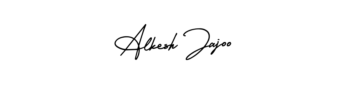 You should practise on your own different ways (AmerikaSignatureDemo-Regular) to write your name (Alkesh Jajoo) in signature. don't let someone else do it for you. Alkesh Jajoo signature style 3 images and pictures png