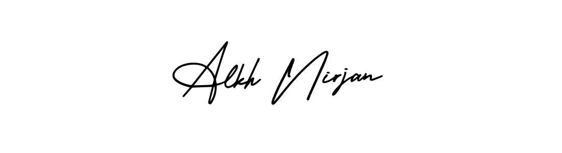 AmerikaSignatureDemo-Regular is a professional signature style that is perfect for those who want to add a touch of class to their signature. It is also a great choice for those who want to make their signature more unique. Get Alkh Nirjan name to fancy signature for free. Alkh Nirjan signature style 3 images and pictures png