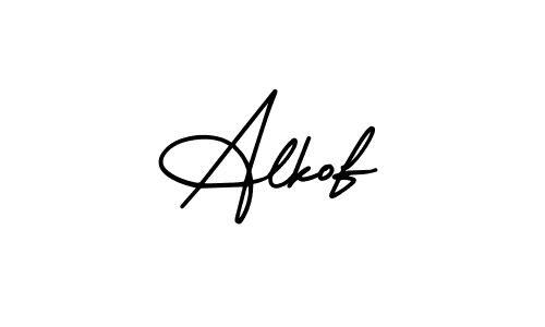 How to make Alkof name signature. Use AmerikaSignatureDemo-Regular style for creating short signs online. This is the latest handwritten sign. Alkof signature style 3 images and pictures png