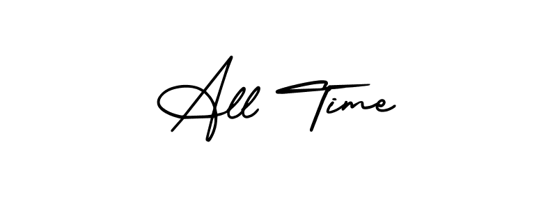 The best way (AmerikaSignatureDemo-Regular) to make a short signature is to pick only two or three words in your name. The name All Time include a total of six letters. For converting this name. All Time signature style 3 images and pictures png