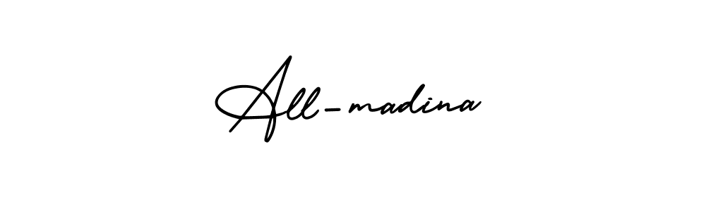 Use a signature maker to create a handwritten signature online. With this signature software, you can design (AmerikaSignatureDemo-Regular) your own signature for name All-madina. All-madina signature style 3 images and pictures png