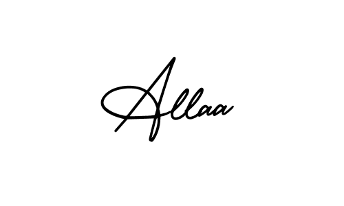 You should practise on your own different ways (AmerikaSignatureDemo-Regular) to write your name (Allaa) in signature. don't let someone else do it for you. Allaa signature style 3 images and pictures png