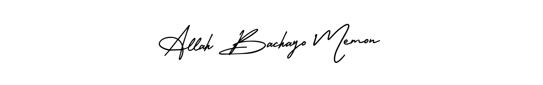 The best way (AmerikaSignatureDemo-Regular) to make a short signature is to pick only two or three words in your name. The name Allah Bachayo Memon include a total of six letters. For converting this name. Allah Bachayo Memon signature style 3 images and pictures png