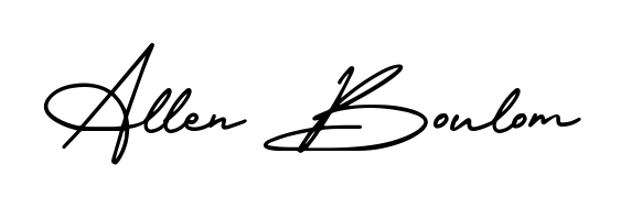 Give your name Allen Boulom an exquisite flair with the AmerikaSignatureDemo-Regular script font. Ideal for contracts, resumes, and formal letterheads. Allen Boulom signature style 3 images and pictures png