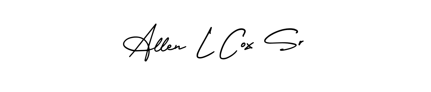 This is the best signature style for the Allen L Cox Sr name. Also you like these signature font (AmerikaSignatureDemo-Regular). Mix name signature. Allen L Cox Sr signature style 3 images and pictures png