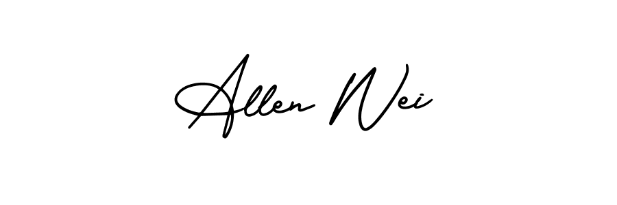 How to make Allen Wei name signature. Use AmerikaSignatureDemo-Regular style for creating short signs online. This is the latest handwritten sign. Allen Wei signature style 3 images and pictures png