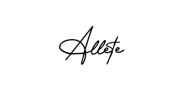 You should practise on your own different ways (AmerikaSignatureDemo-Regular) to write your name (Allete) in signature. don't let someone else do it for you. Allete signature style 3 images and pictures png