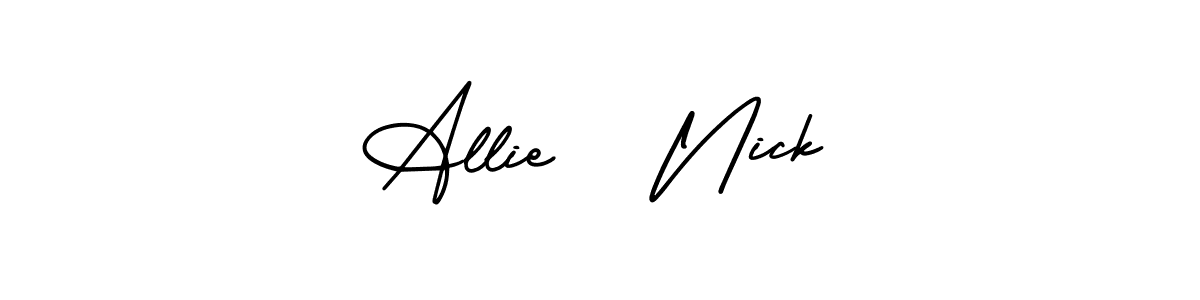 How to make Allie   Nick name signature. Use AmerikaSignatureDemo-Regular style for creating short signs online. This is the latest handwritten sign. Allie   Nick signature style 3 images and pictures png