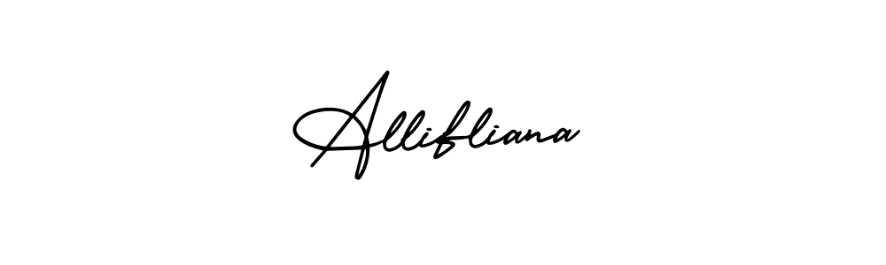 The best way (AmerikaSignatureDemo-Regular) to make a short signature is to pick only two or three words in your name. The name Allifliana include a total of six letters. For converting this name. Allifliana signature style 3 images and pictures png