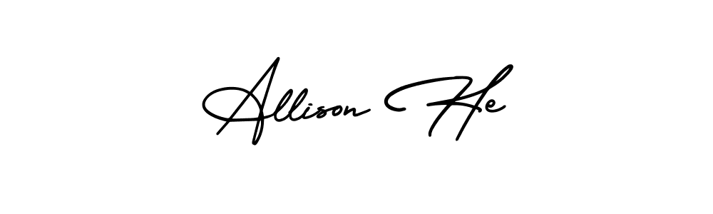 It looks lik you need a new signature style for name Allison He. Design unique handwritten (AmerikaSignatureDemo-Regular) signature with our free signature maker in just a few clicks. Allison He signature style 3 images and pictures png