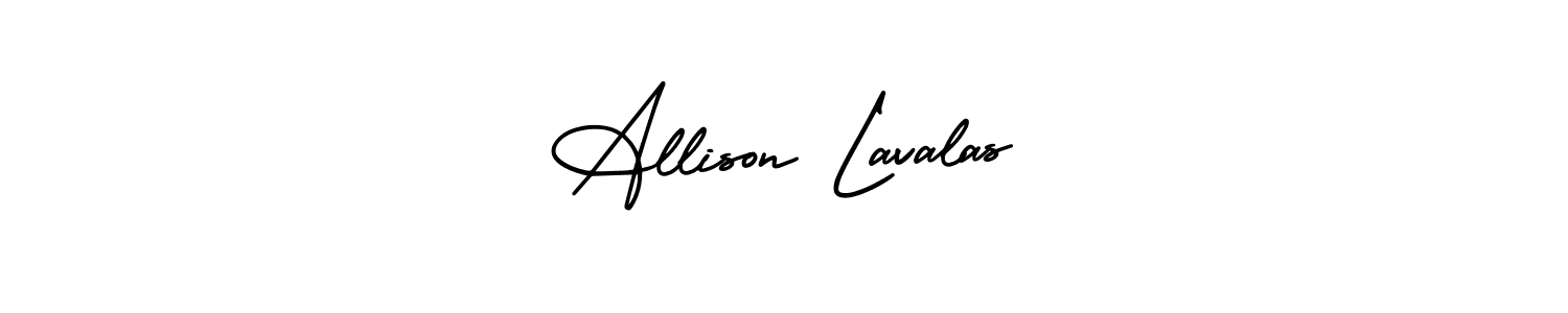 The best way (AmerikaSignatureDemo-Regular) to make a short signature is to pick only two or three words in your name. The name Allison Lavalas include a total of six letters. For converting this name. Allison Lavalas signature style 3 images and pictures png