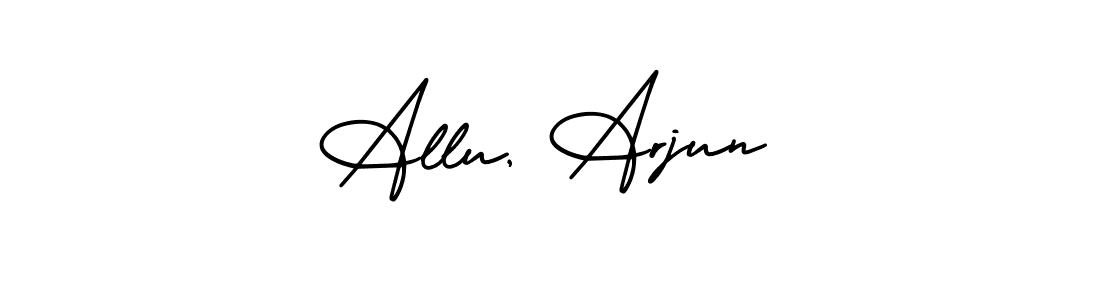 This is the best signature style for the Allu, Arjun name. Also you like these signature font (AmerikaSignatureDemo-Regular). Mix name signature. Allu, Arjun signature style 3 images and pictures png