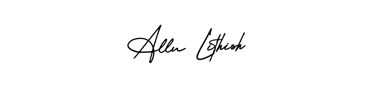 AmerikaSignatureDemo-Regular is a professional signature style that is perfect for those who want to add a touch of class to their signature. It is also a great choice for those who want to make their signature more unique. Get Allu Lithish name to fancy signature for free. Allu Lithish signature style 3 images and pictures png