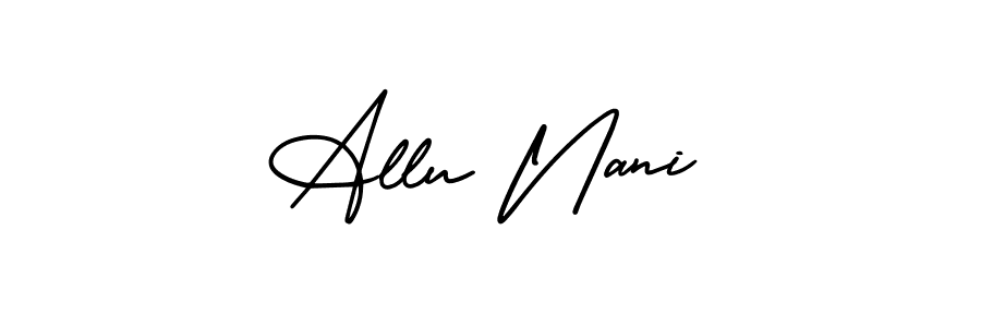 It looks lik you need a new signature style for name Allu Nani. Design unique handwritten (AmerikaSignatureDemo-Regular) signature with our free signature maker in just a few clicks. Allu Nani signature style 3 images and pictures png