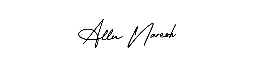 The best way (AmerikaSignatureDemo-Regular) to make a short signature is to pick only two or three words in your name. The name Allu Naresh include a total of six letters. For converting this name. Allu Naresh signature style 3 images and pictures png