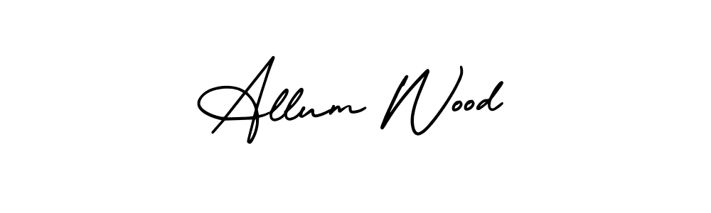 How to make Allum Wood name signature. Use AmerikaSignatureDemo-Regular style for creating short signs online. This is the latest handwritten sign. Allum Wood signature style 3 images and pictures png