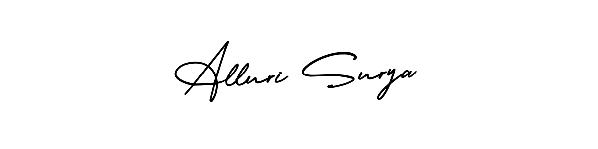 How to make Alluri Surya name signature. Use AmerikaSignatureDemo-Regular style for creating short signs online. This is the latest handwritten sign. Alluri Surya signature style 3 images and pictures png