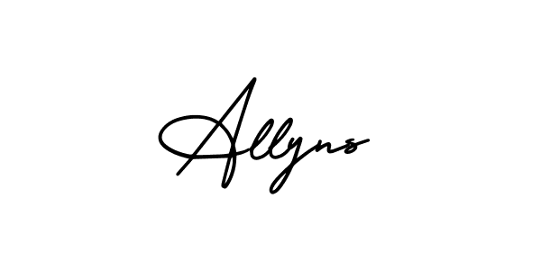 Design your own signature with our free online signature maker. With this signature software, you can create a handwritten (AmerikaSignatureDemo-Regular) signature for name Allyns. Allyns signature style 3 images and pictures png