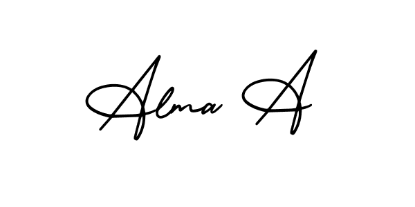 How to make Alma A name signature. Use AmerikaSignatureDemo-Regular style for creating short signs online. This is the latest handwritten sign. Alma A signature style 3 images and pictures png