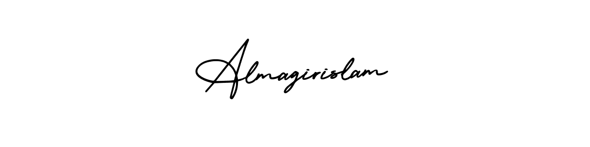 The best way (AmerikaSignatureDemo-Regular) to make a short signature is to pick only two or three words in your name. The name Almagirislam include a total of six letters. For converting this name. Almagirislam signature style 3 images and pictures png