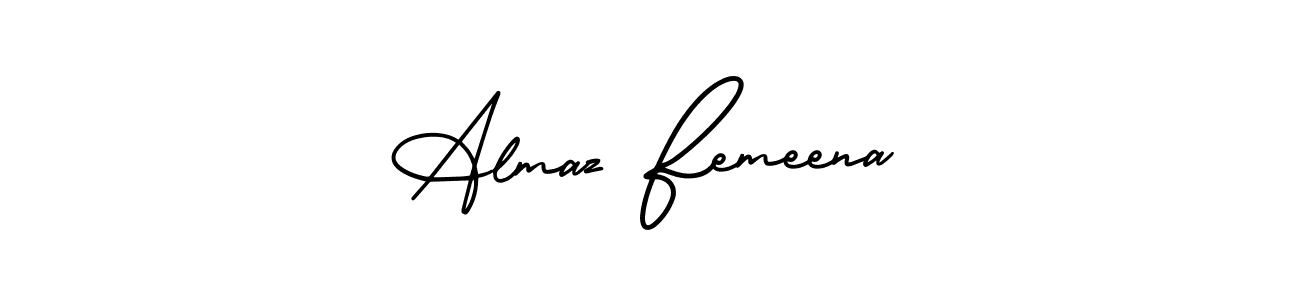 How to make Almaz Femeena name signature. Use AmerikaSignatureDemo-Regular style for creating short signs online. This is the latest handwritten sign. Almaz Femeena signature style 3 images and pictures png