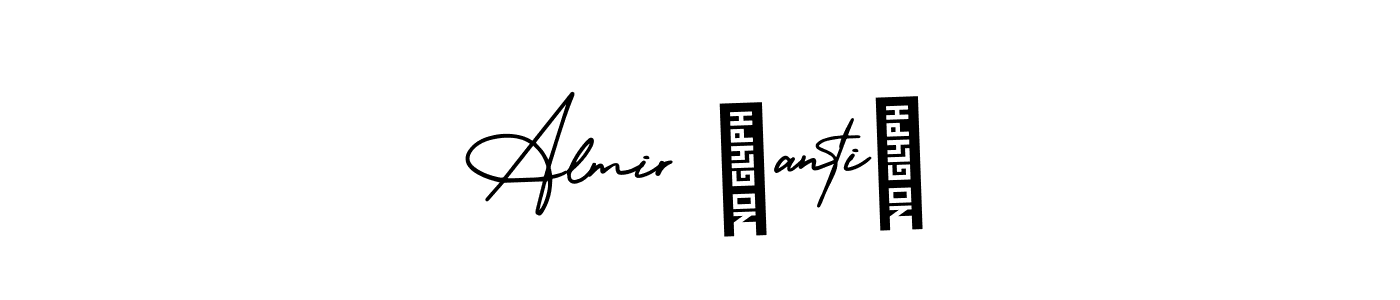 You should practise on your own different ways (AmerikaSignatureDemo-Regular) to write your name (Almir Čantić) in signature. don't let someone else do it for you. Almir Čantić signature style 3 images and pictures png