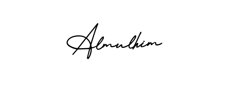 You should practise on your own different ways (AmerikaSignatureDemo-Regular) to write your name (Almulhim) in signature. don't let someone else do it for you. Almulhim signature style 3 images and pictures png