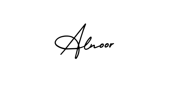 Use a signature maker to create a handwritten signature online. With this signature software, you can design (AmerikaSignatureDemo-Regular) your own signature for name Alnoor. Alnoor signature style 3 images and pictures png