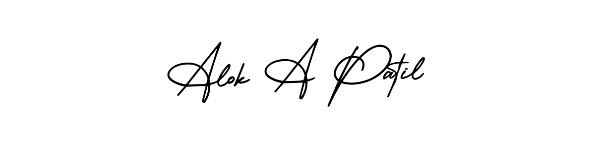 You should practise on your own different ways (AmerikaSignatureDemo-Regular) to write your name (Alok A Patil) in signature. don't let someone else do it for you. Alok A Patil signature style 3 images and pictures png