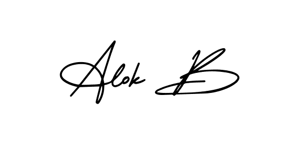 Use a signature maker to create a handwritten signature online. With this signature software, you can design (AmerikaSignatureDemo-Regular) your own signature for name Alok B. Alok B signature style 3 images and pictures png